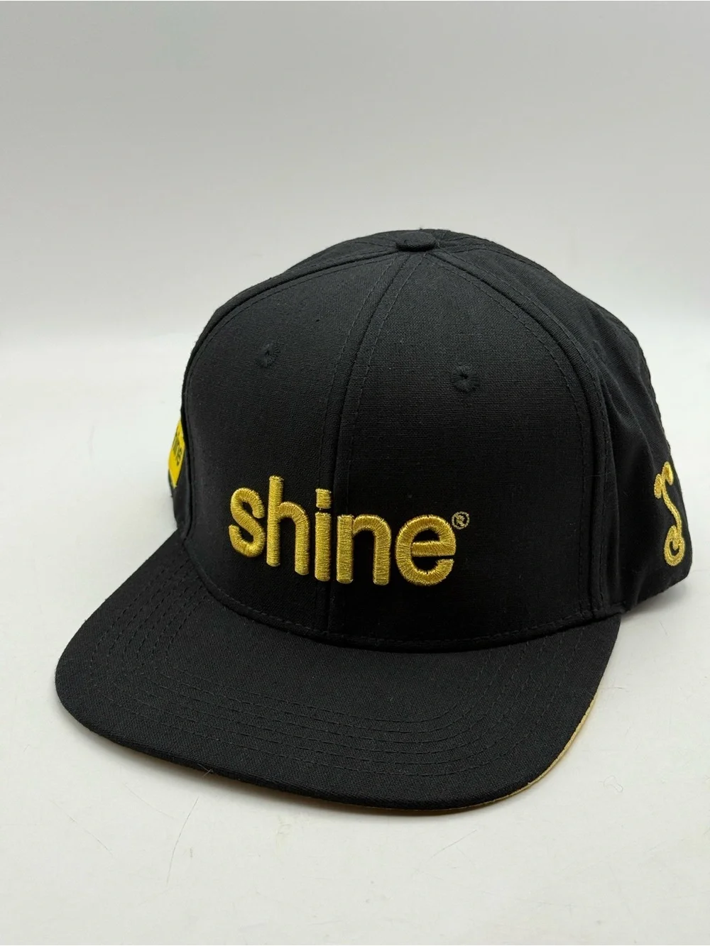 Shine Embroidered Black & Gold Snapback Hat - OSFM
